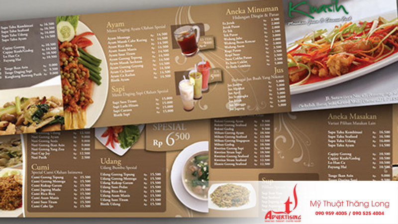 Thiết kế, in ấn  menu- thực đơn nhà hàng
